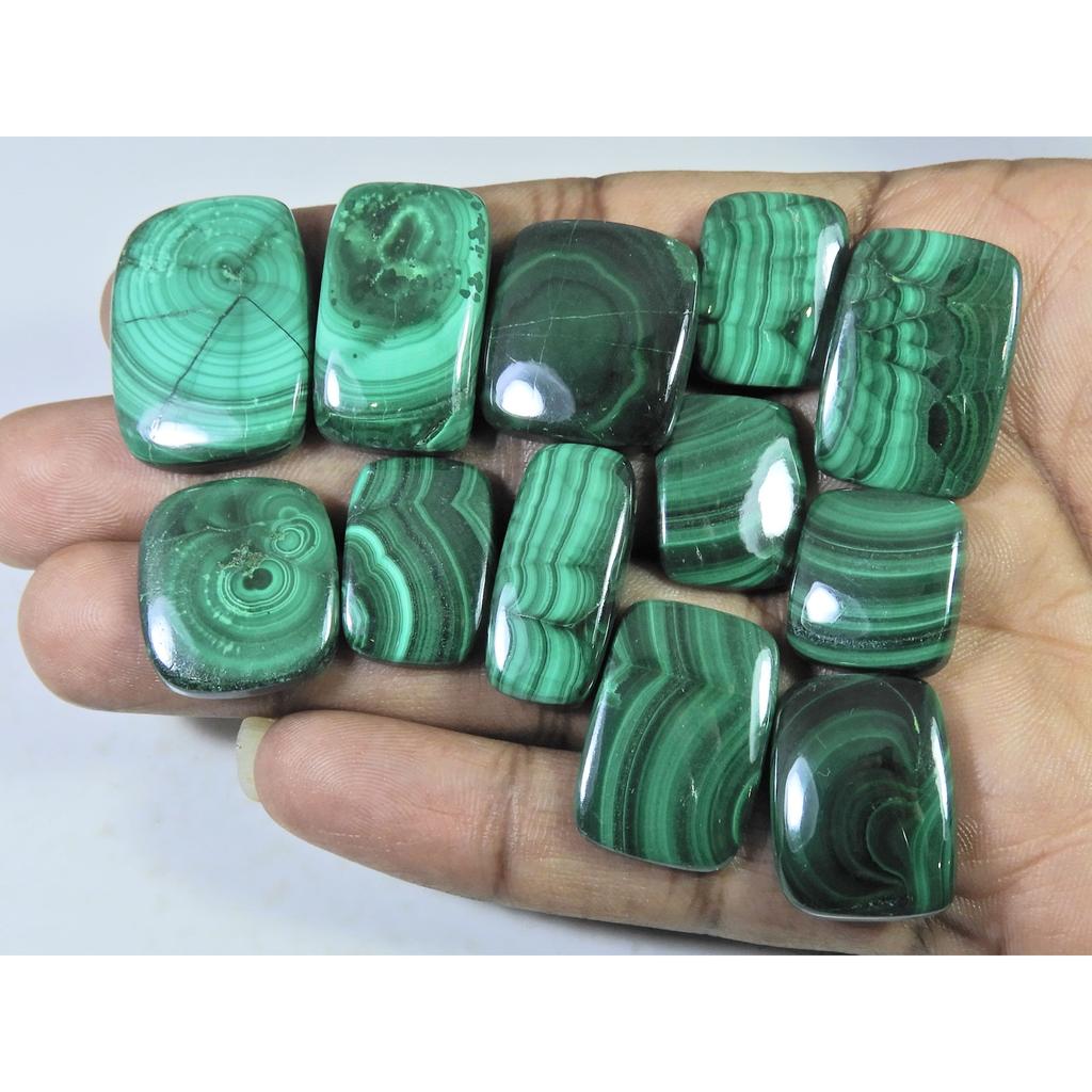 12 шт. Натуральный зеленый малахит восьмиугольный кабошон свободный драгоценный камень 306 карат. Лот C-455