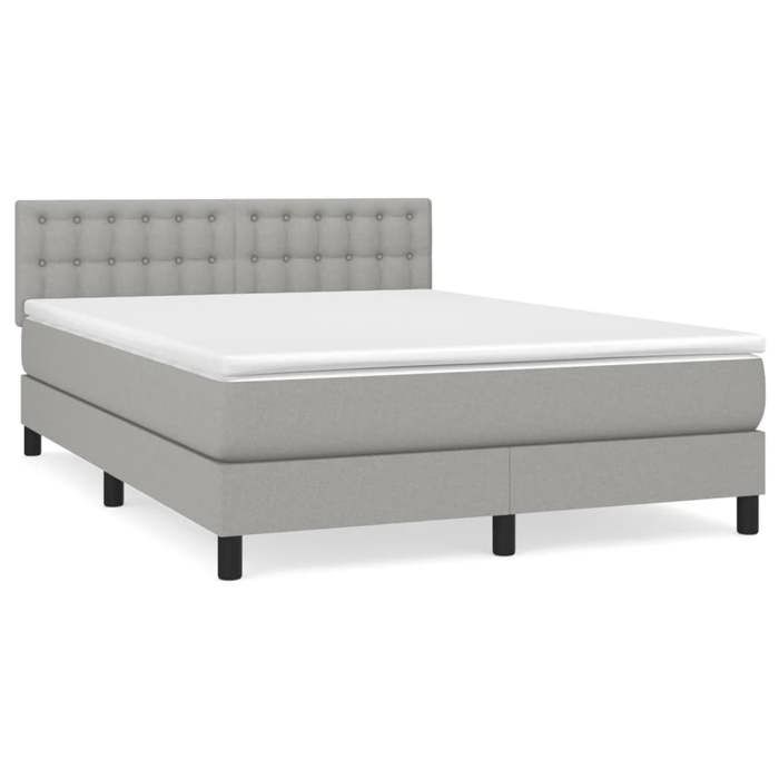 Maison Exclusive - Sommier à lattes de lit avec matelas Gris clair 140x190cm Tissu
