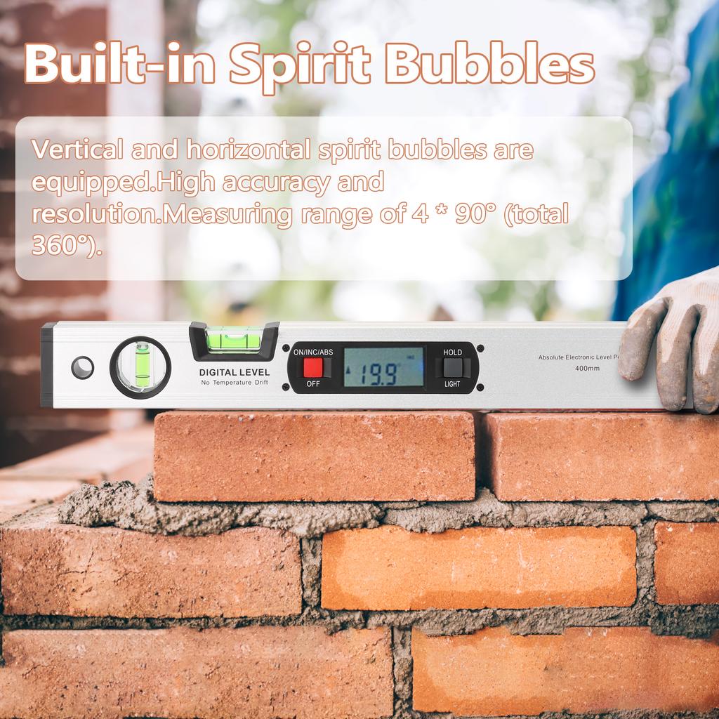 400mm Digital Protractor Angle Finder Electronic Level 360 Degree Inclinometer with Magnets Level