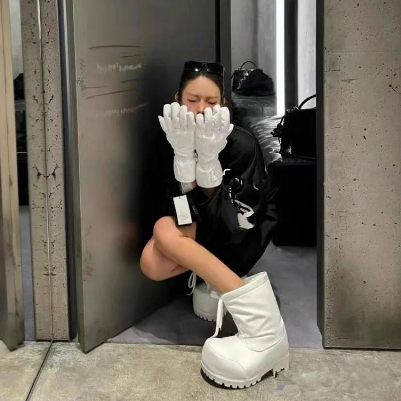 2025 New Women'S Snow Boots Platform Fur Keep Warm Woman Shoes High-Quality Plush Winter Casual Big Head Short Boots Botas Mujer