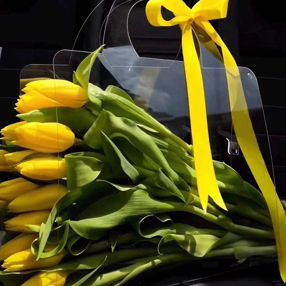 С ручкой Цветочный букет Упаковка Коробки ПЭТ Цветочный Мешок Прозрачный Цветочный Мешок День Рождения Вечеринка