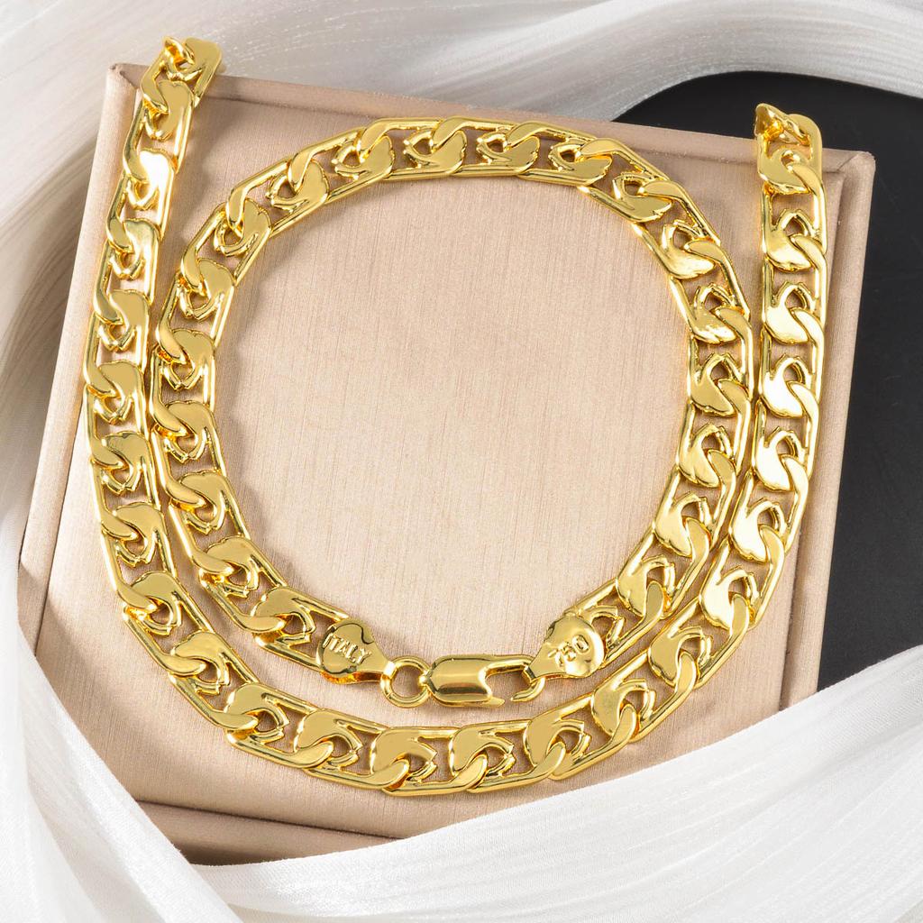 Classic European and American Figaro Tank Chain Geometric Flat Chain Splicing Hale Atmospheric Necklace Bracelet Set 2026
