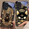 Черный Золотой Кот Для Samsung Galaxy S10 S20 Plus S21 FE S22 S23 S24 FE S25 Ultra Черный Чехол для телефона из закаленного стекла Твердая оболочка