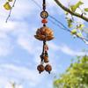 Wooden Pendant Car Ornament with Lanyard Easy To Hang Retro Engraved Lotus Car Pendant Rearview Mirror Decoration