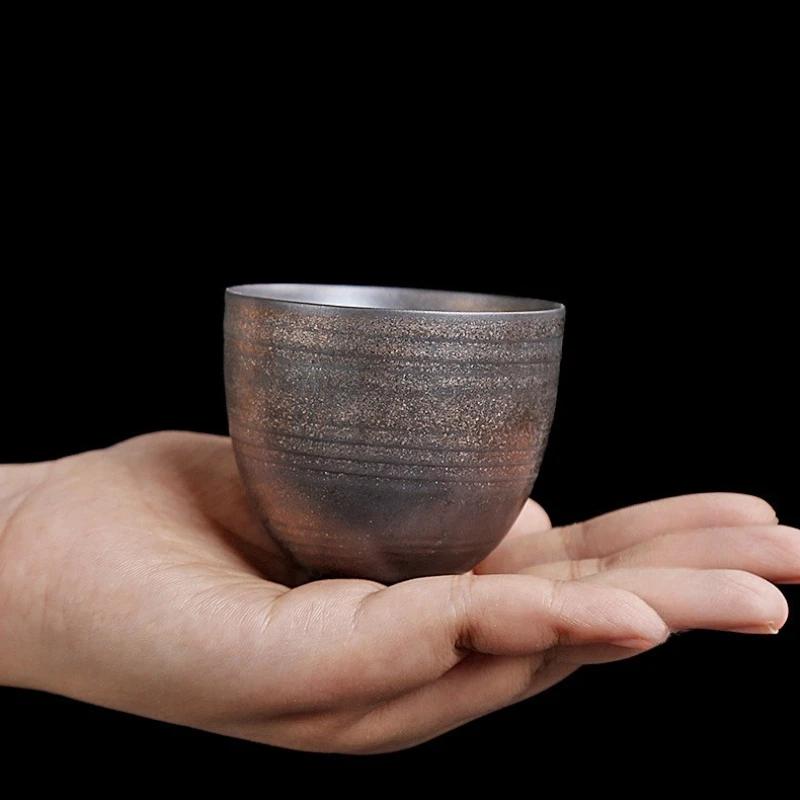 Керамическая чайная чашка с ручной росписью и позолоченной глазурью - Ремесленная фарфоровая чашка «яичная скорлупа» в японском стиле дзен, Элегантная чайная посуда для кунг-фу для дома или в подарок