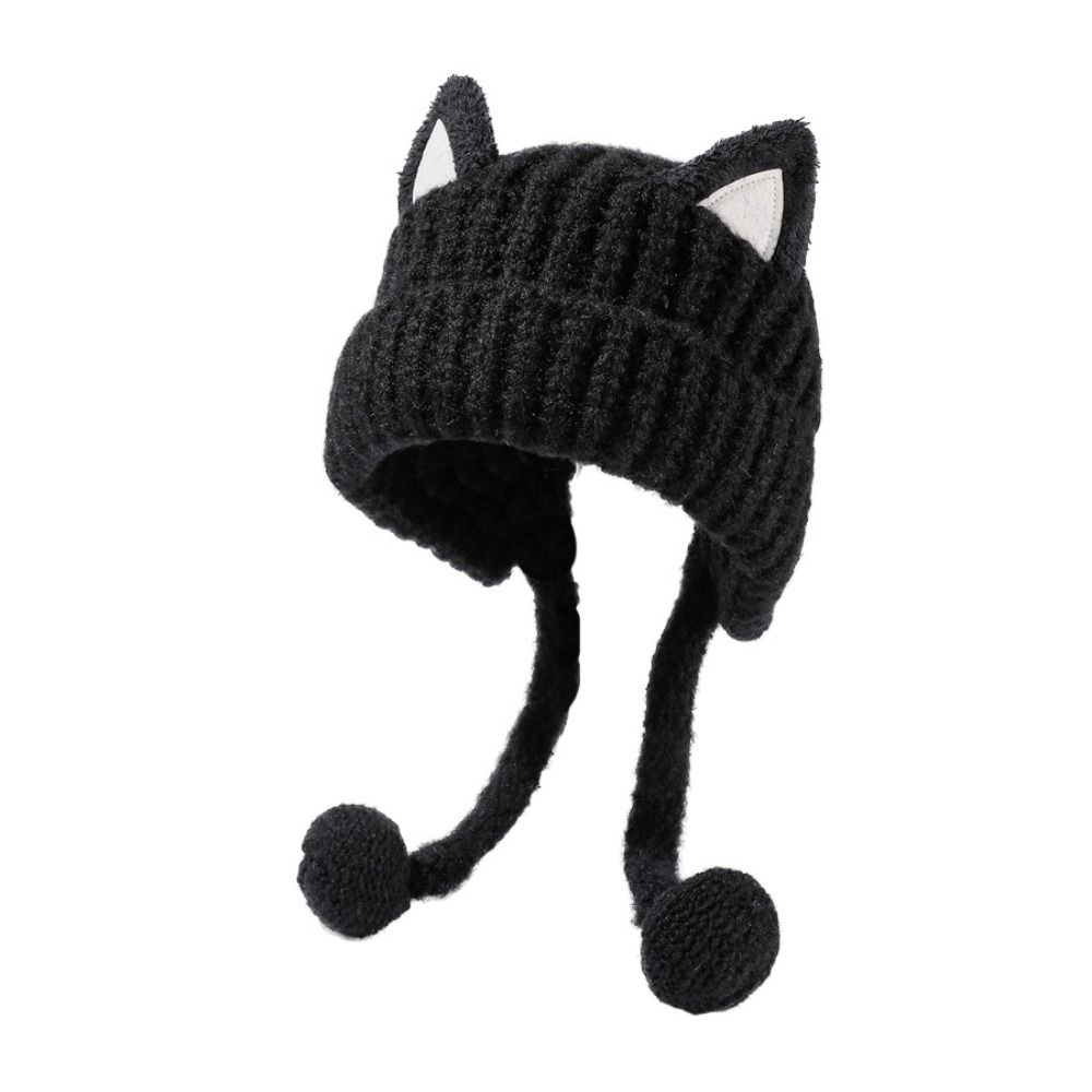 Ветрозащитная шапка с медвежьими ушками и кисточками, зимняя шапка-бомбер, вязаная шапка с кошачьими ушками для отдыха, уличная одежда