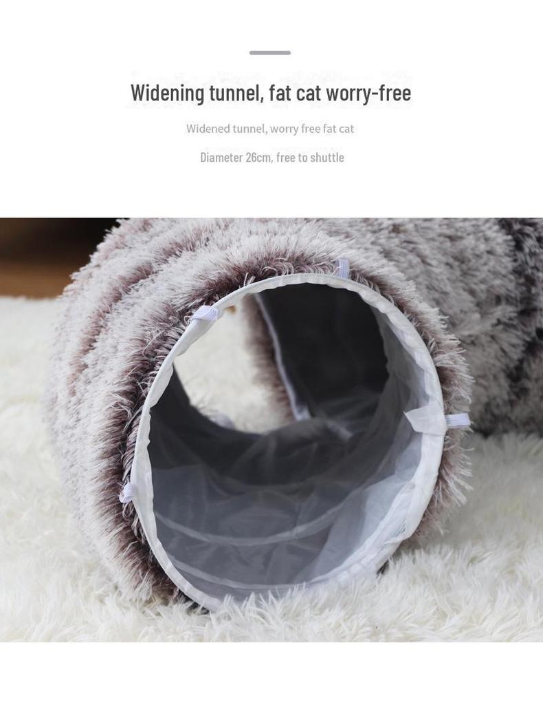 Plush Warm Cat Tunnel Nest with Removable Pad - Indoor Pet Bed