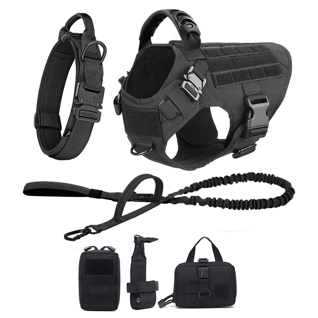 Комплект поводков и шлейки для больших собак, жилет для дрессировки и прогулок немецкой овчарки и малинуа, шлейка и ошейник для средних и больших собак