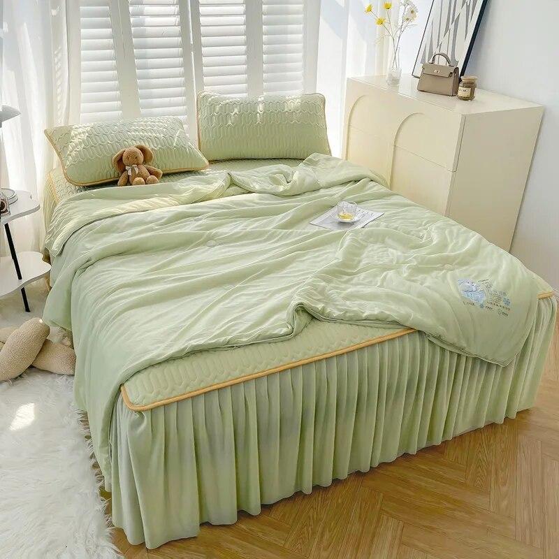 Летний комплект прохладных простыней из латекса, благоприятный для кожи, моющийся, кондиционер, юбка-кровать, нескользящие защитные чехлы для матраса