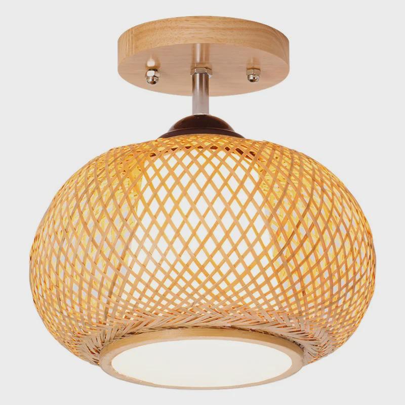 Bamboo Weave Ceiling Lamp: Chandelier for Homes, Tea Shops, or Private Rooms; Japanese Tatami Style.
