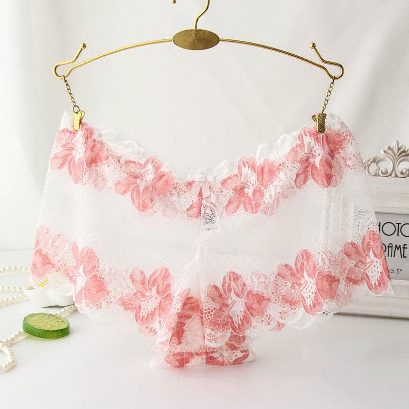 Flarixa 3PCS Women Lace Panties Breathable Underwear Floral Undies Sexy Lingerie Transparent Hipster Charming Knickers Girls Briefs