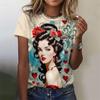 Красивая женская футболка с цветочным узором для девочек с мультяшным 3D-принтом, летние повседневные свободные футболки с круглым вырезом и короткими рукавами