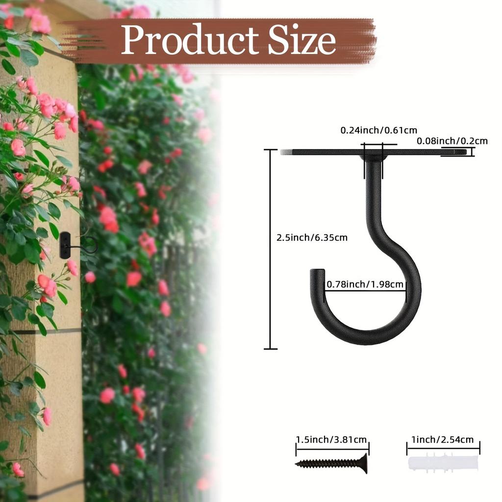 2.5 Inch Hanging Plant Ceiling Hook, Wall-mounted Clothes Hanger Plant Hook, Plant Wall Hook, Wind Chime, Indoor and Outdoor Decoration Hook