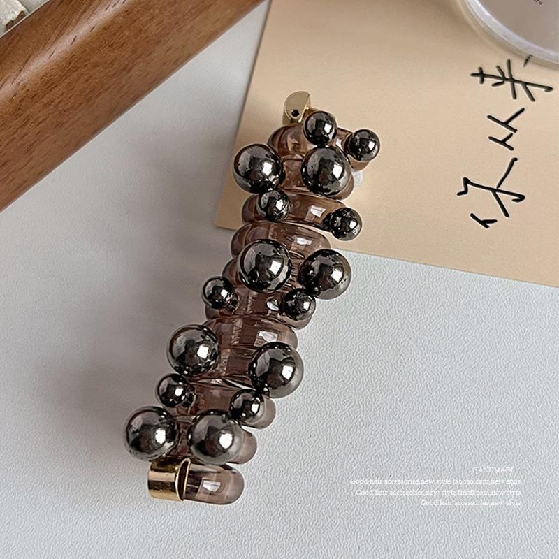 Жемчужная петля для волос, Повязка на голову высокой эластичности, Артефакт для плетения высокого конского хвоста, Телефонный кабель, Высококачественный аксессуар для головного убора.