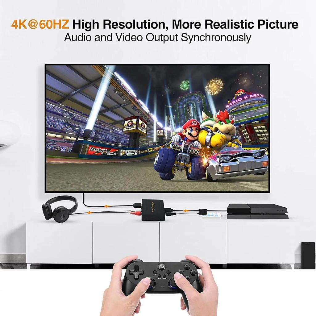 Video Adapters HDMI-Compatible Audio Extractor Converter HD+ Audio ( SPDIF + RCA L/R Stereo ) for Fire Stick Xbox PS5 Support 3D HDCP2.2 18Gpbs