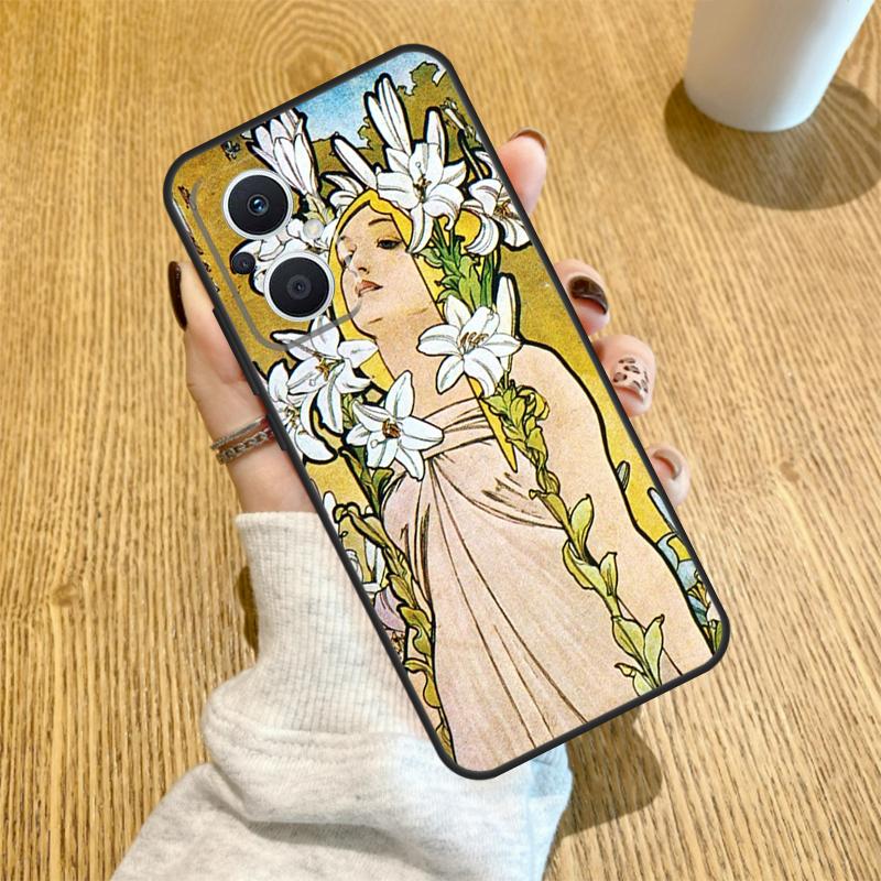 Vintage Alphonse Mucha Art Funda For OPPO Reno 7 8 Lite 14 F 13F 12F 11F 13 12 11 10 Pro OPPO Find X9 X8 X6 X5 Pro Case
