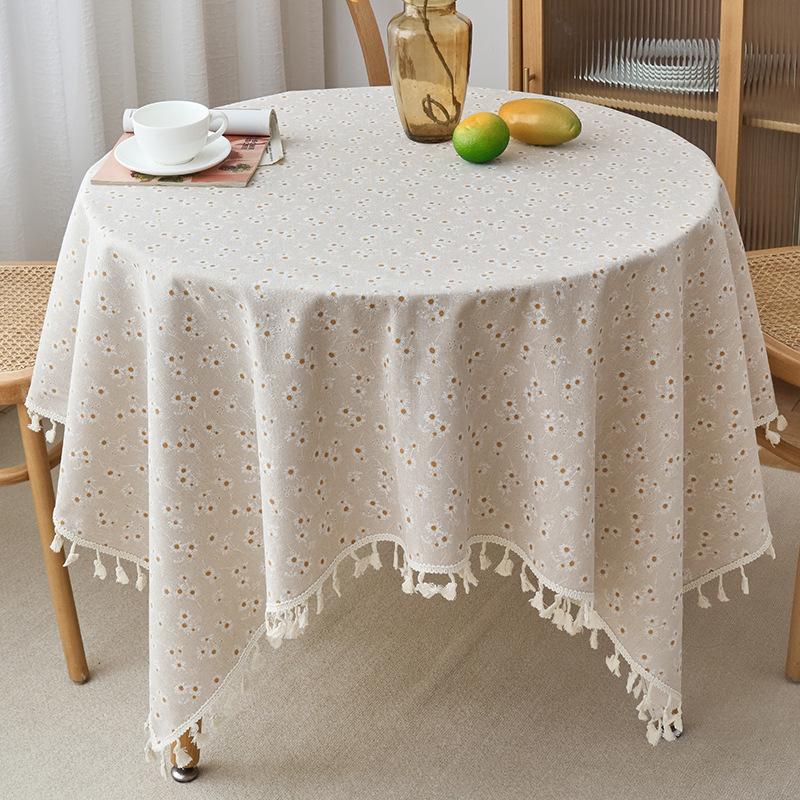 Круглая скатерть Полиэстеровая скатерть Пасторальный цветочный Моющаяся Накладка на стол для фермерского дома Стол для пикника Декор столешницы Декор для дома