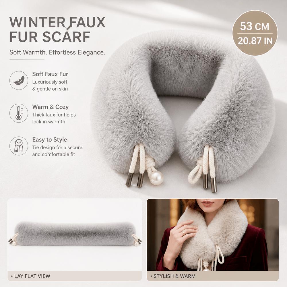 Faux Fox Fur Neckerchief Wrap Solid Neck Warmer for Jackets Coats Hoods Hats Accessory