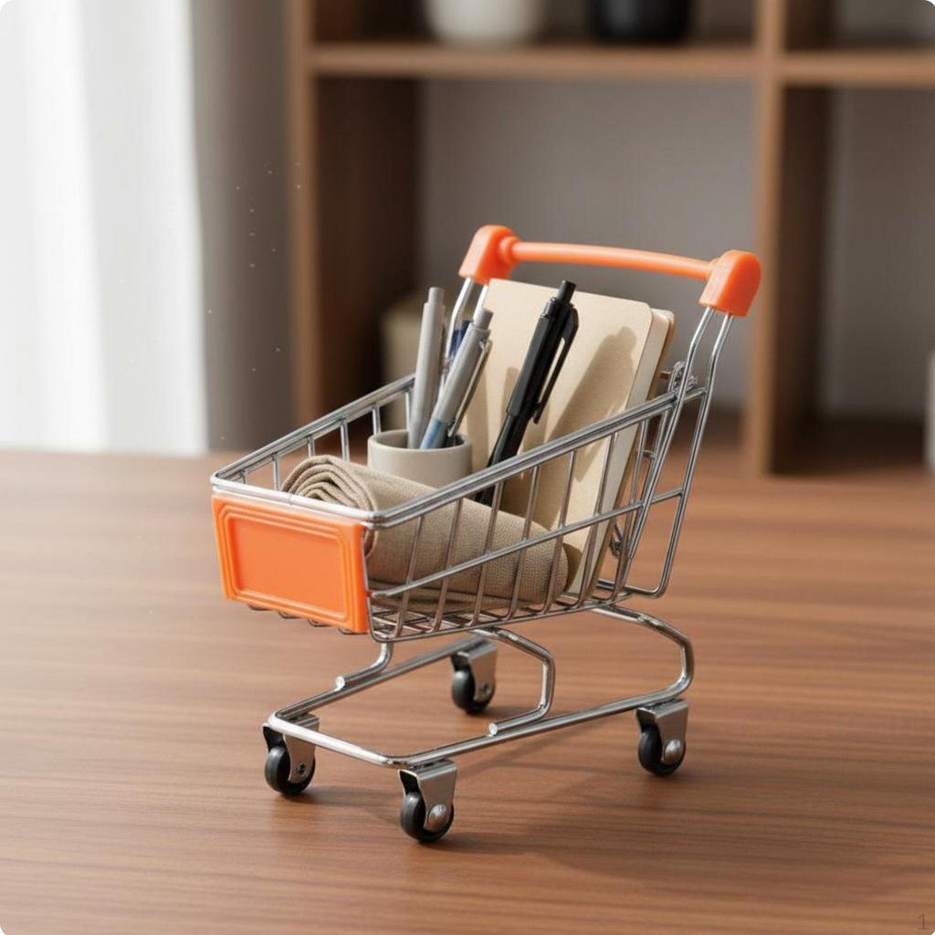 Mini Shopping Cart Moving Wheels Small Metal Toy Cute Gift Miniature Supermarket