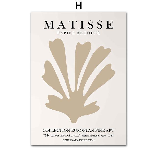 Abstract Matisse Girl Dance Leaf Beige Lines Posters And Prints Wall Art Canvas Painting Wall Pictures For Living Room Decor No Frame