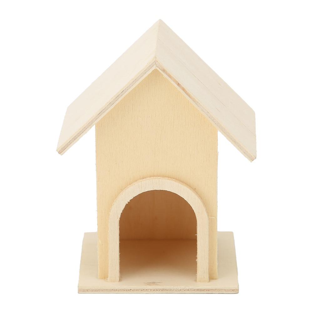 5Pcs Wood Wooden Birdhouse Unpainted Surface Bird Cage Craft Unique Garden Ornament Small Birds