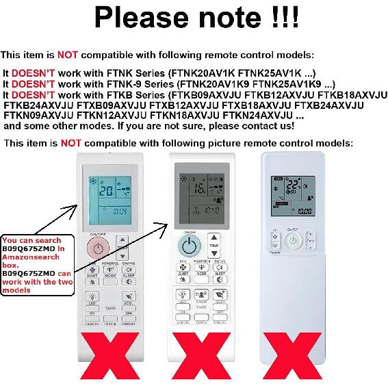 Replacement Remote Control for DAIKIN AC Air Conditioner Remote Control FTX09NMVJU FTX12NMVJU FTX15NMVJU FTX18NMVJU FTX24NMVJU FTXN09NMVJU