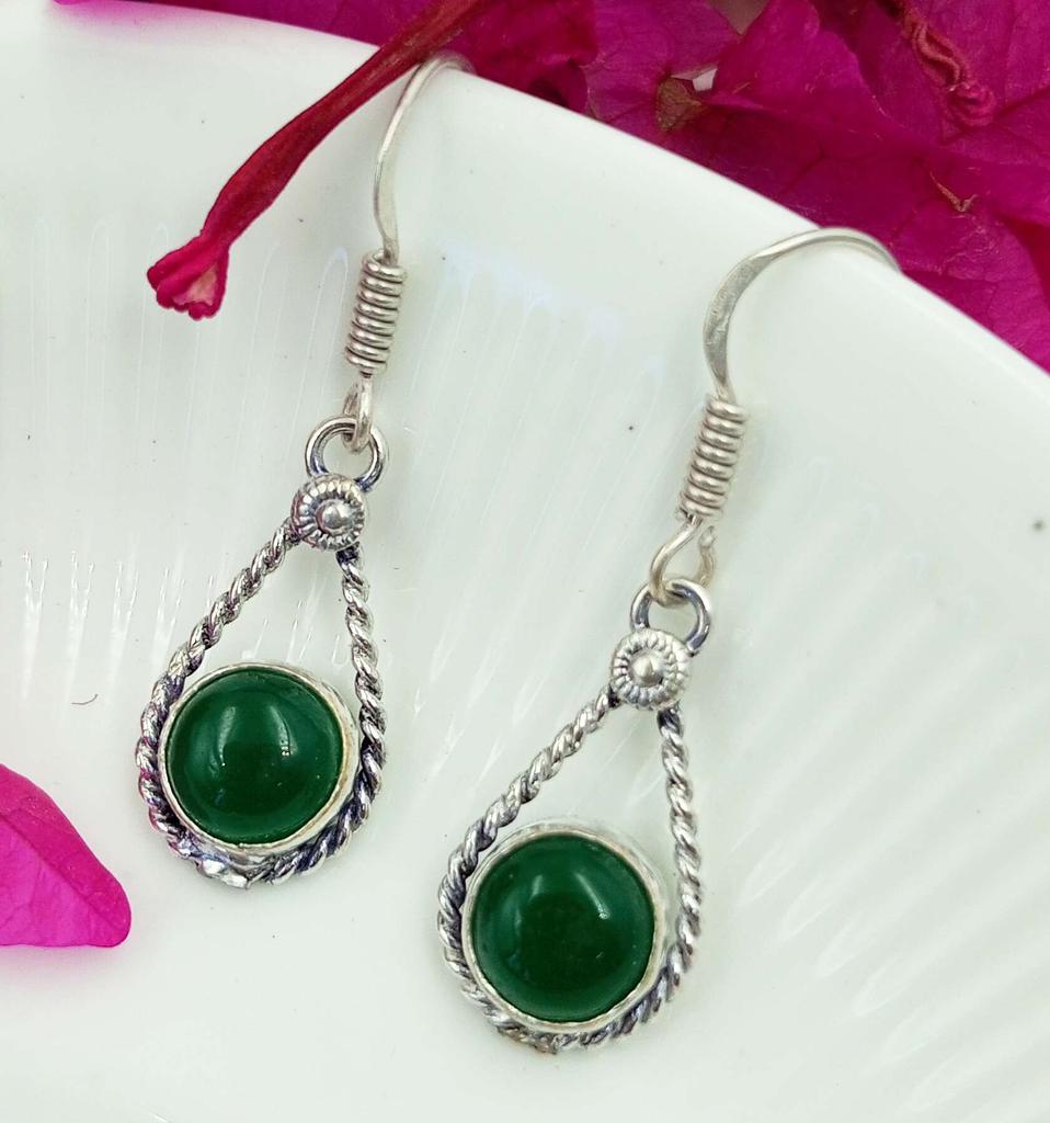 Зеленый оникс, драгоценный камень, стерлинговое серебро 925 пробы, покрытые серебром серьги-крючки, ювелирные изделия NST-J2H1312