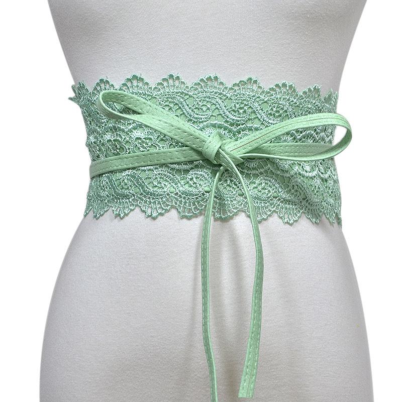 Mary European and American Ladies Multi-Color Optional Wide Waist Seal Lace Decoration Wide Belt Women's Leather