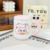Cat Cup Household Set High Temperature Resistant Water Cup with Lid Spoon Cartoon Mug High Appearance Large Capacity Ceramic Cup