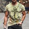 Summer Sailor T-shirt, Anchor Men's 3D Neckline Short-sleeved T-shirt