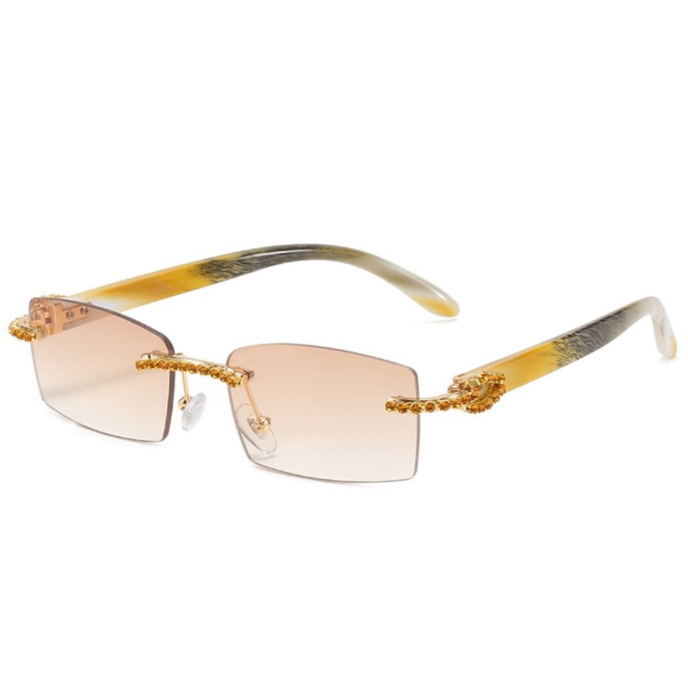 Прямоугольные солнцезащитные очки с градиентом UV400, безрамные очки, винтажные солнцезащитные очки в стиле панк для женщин и мужчин