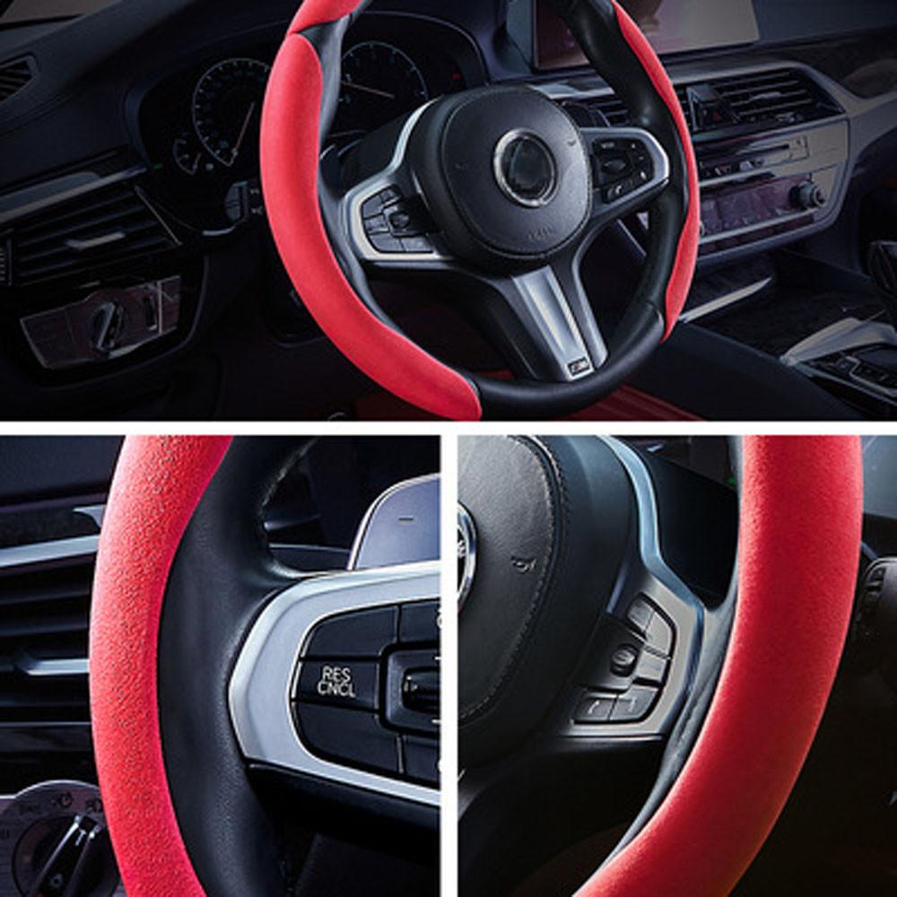 3 шт., замшевый универсальный автомобильный чехол на руль, усилитель, нескользящий, украшение для интерьера, чехол на руль, красный