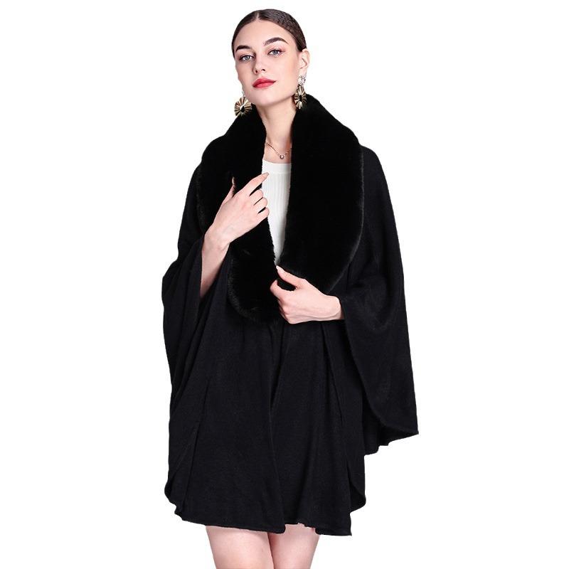 Женский воротник-шаль накидка большого размера вязаный кардиган свободная куртка-пончо