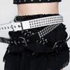 PU Leather Metal Gothic Waistband Stainless Steel Buckle Y2K Pyramid Belt New Punk Rivet Belt  Rock
