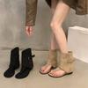 Внутреннее увеличение высоты хаки носок крутые ботинки женская обувь лето путешествия Синьцзян ботинки тонкие ботильоны маленькие короткие ботинки
