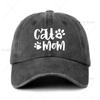 Funny Women'S Denim Washed Black Baseball Caps Cat Mom White Printed Baseball Hats Classic Cotton Adjustable Baseball Hats