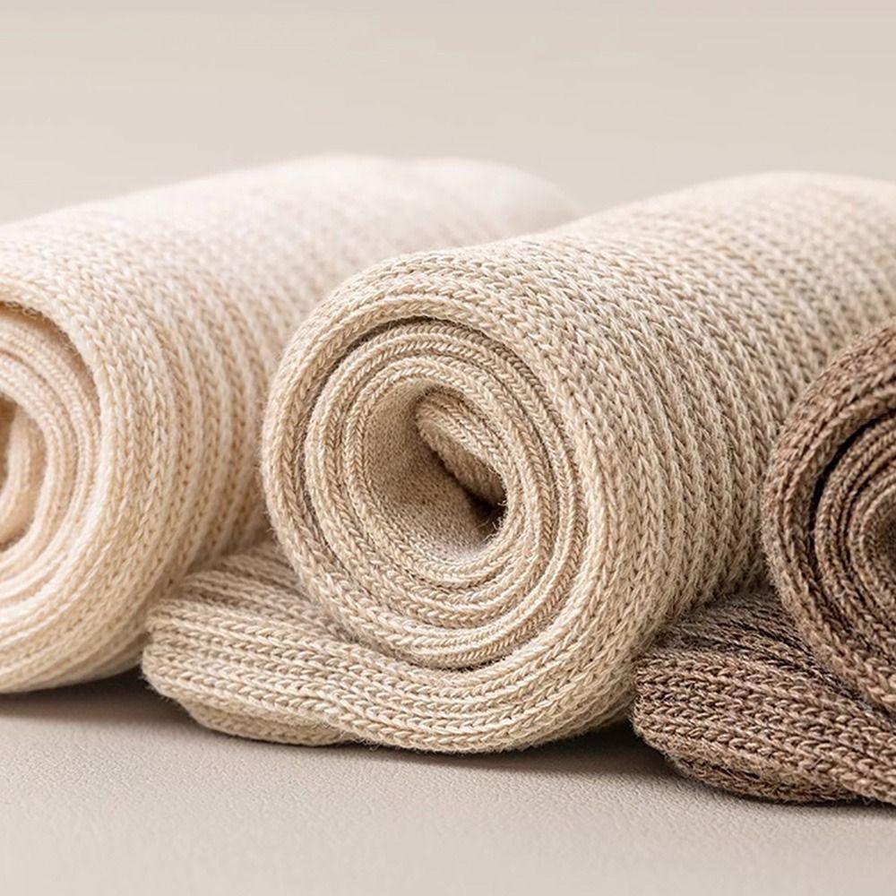 Носки среднего размера из хлопка, толстые теплые чулки из флиса, зимние теплые носки среднего размера