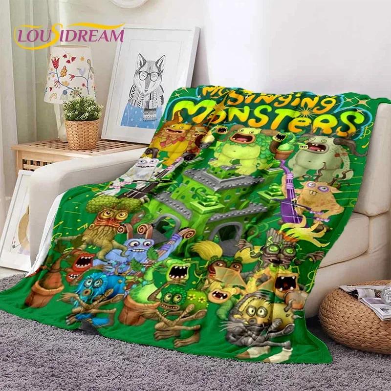 Игровое одеяло My Singing Monsters Мультяшное Мягкое Фланелевое для Кровати Спальни Дивана Пикника, Плед для Покрытия на Улице Повседневный Подарок