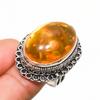 Ювелирное кольцо ручной работы с балтийским янтарем, посеребренное серебро 925 пробы, размер 6,5