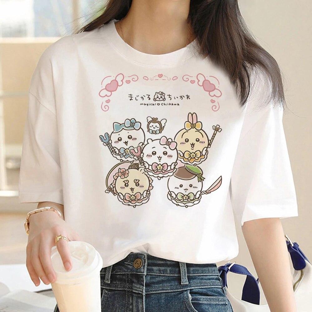 Chiikawa Tshirt Women Anime Comic T Shirt Girl Anime Clothes