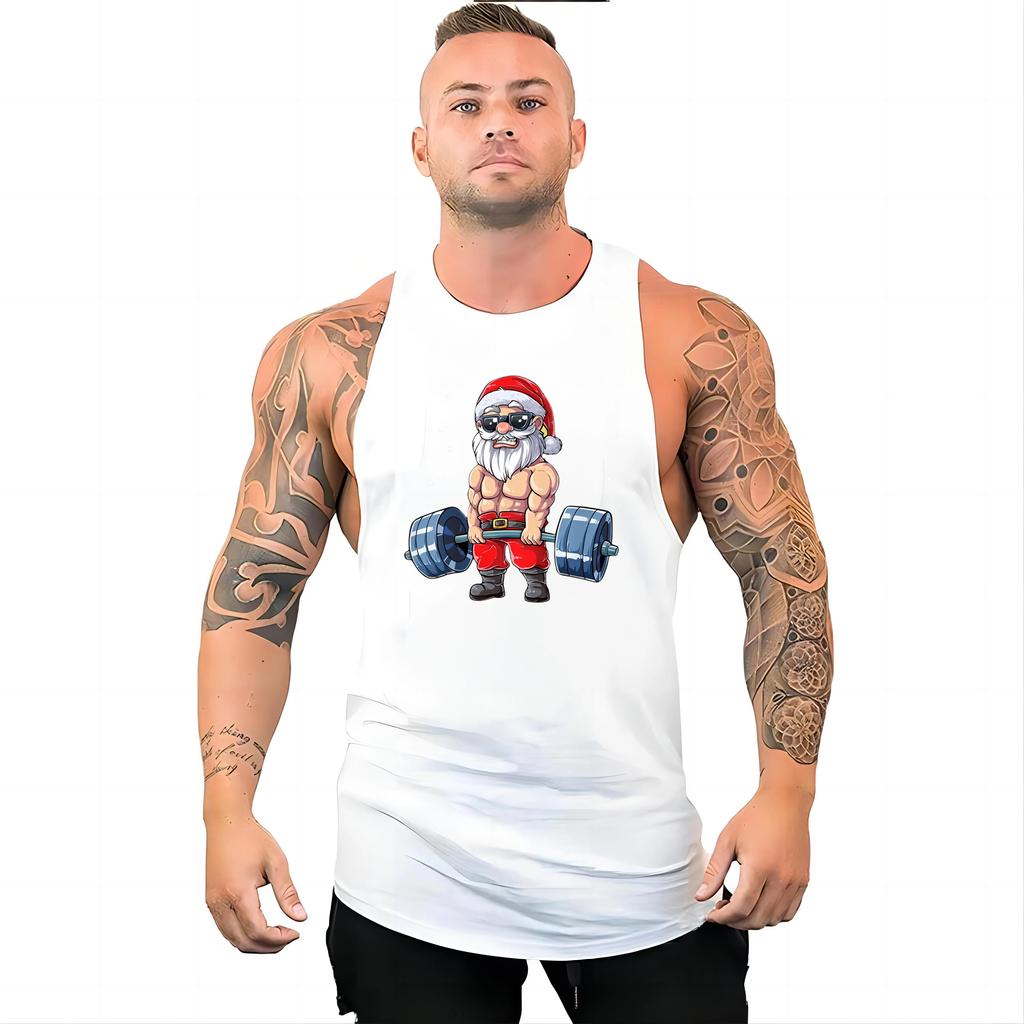 Y2k Повседневный спортивный жилет без рукавов с 2D штангой, модный принт, спортивный жилет без рукавов для спортзала, спортивный жилет без рукавов, забавный мужской летний топ