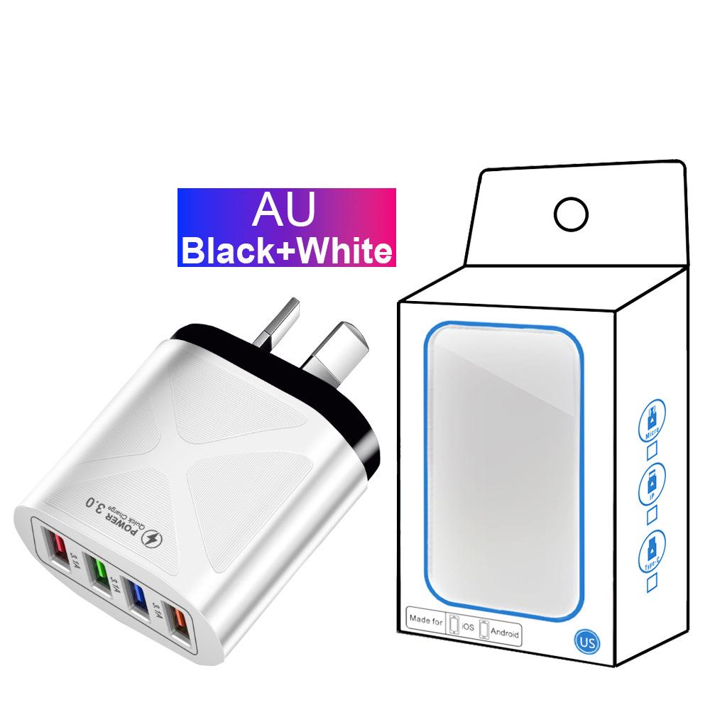New Multi-Port Travel Charger 4 USB 5V/2.4A, Fast Charging with AU/EU/UK/US Plugs