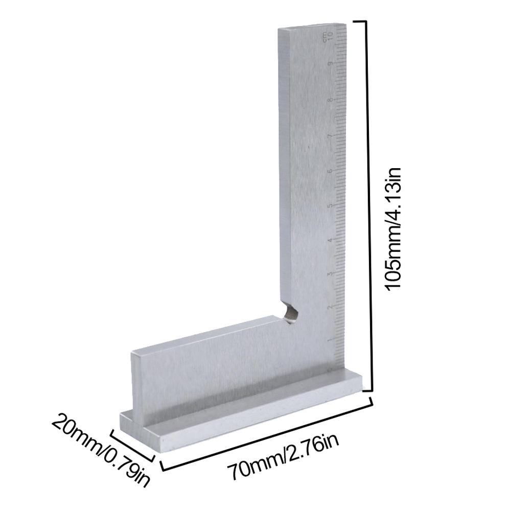 Stainless Steel Carpenter's L-Shaped Double Scale 90° Angle Ruler with Wide Base