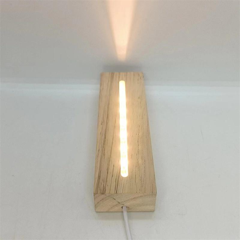Hot Sale Customized Gift LED 3D Wooden Round Rectangle Base Night Light Lamp with USB