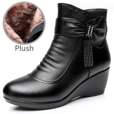 Размер 30-43 Женские ботинки Женские из натуральной кожи Зимние ботинки Теплые плюшевые Осенняя обувь Зимняя обувь на танкетке Женские ботильоны