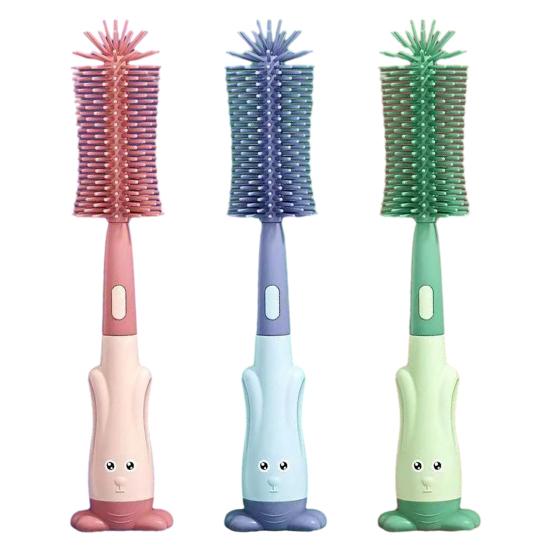 Yousheng 3 шт./набор Щетки для детских бутылочек Силиконовые Нейлоновые щетинки 360 градусов Глубокая очистка Щетка для чашек с держателем в форме кролика