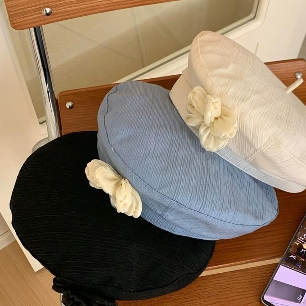 Тонкий Берет с Цветком Французский Стиль Шапка Художника Без Полей Шляпа Художника Женщины/Девушки