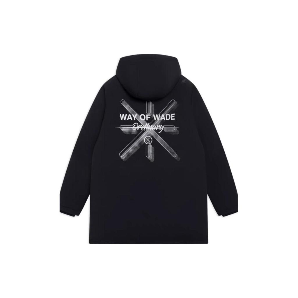 Li Ning однотонная теплая удобная куртка-пуховик с капюшоном и несколькими карманами, мужская куртка черного цвета AYMS147-1