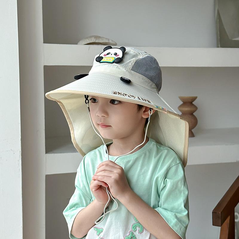 Children's Hat Summer Cartoon Sun Protection Sun Hat Face Protection UV Mesh Breathable Boy and Girl Shawl Hat