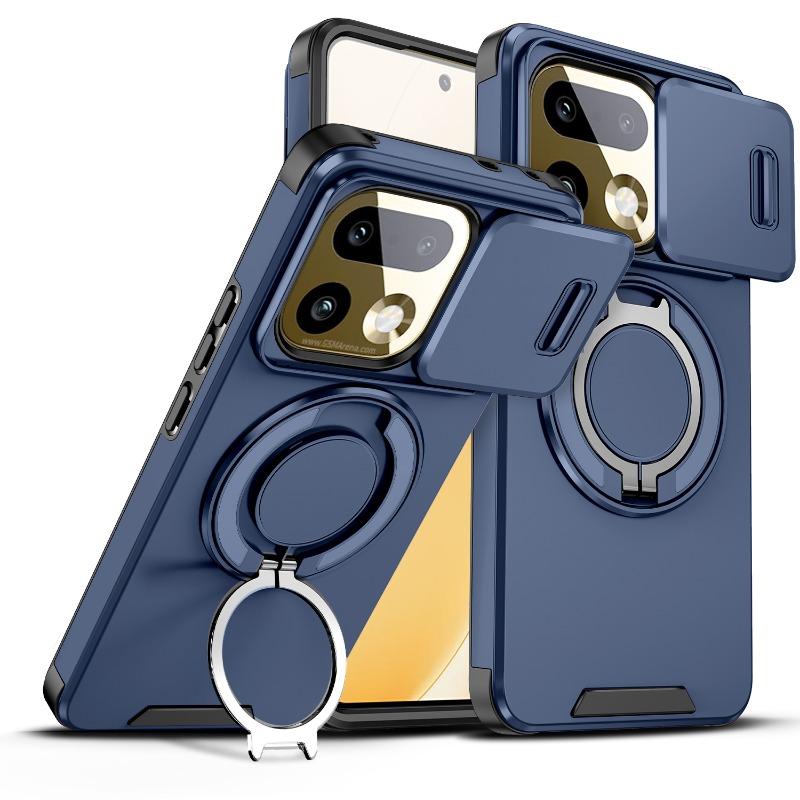 Для Realme 16 Pro+ Ударопрочный Гибридный Магнитный Стенд Чехол для Телефона для Realme 16pro Plus Защитная Крышка-Броня с Выдвижной Крышкой для Камеры